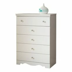 Best deal ⭐ South Shore Crystal 5 Drawer Chest In Pure White 🤩