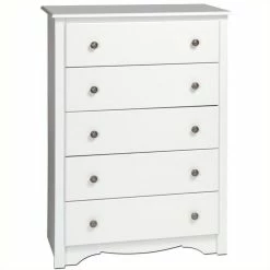 Cheap ✔️ Bowery Hill 5 Drawer Chest In White 💯
