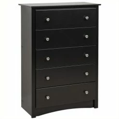 New 🎉 Bowery Hill 5 Drawer Chest In Black 😉