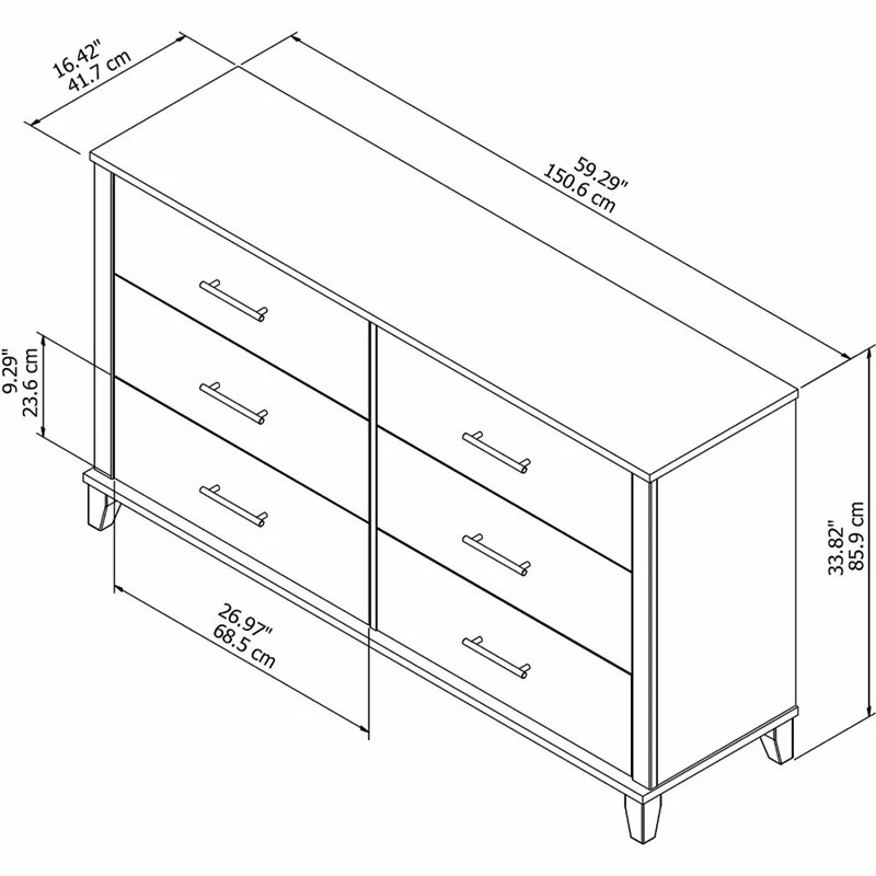 Best deal ❤️ Bush Furniture Somerset 6 Drawer 👗 Dresser In Ash Gray 😍 - Image 6