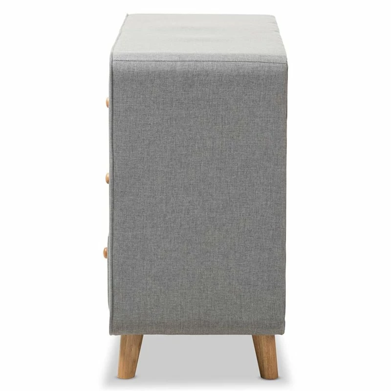 Best deal 😀 Baxton Studio Jonesy 6 Drawer Fabric Upholstered 👗 Dresser In Gray ✔️ - Image 5
