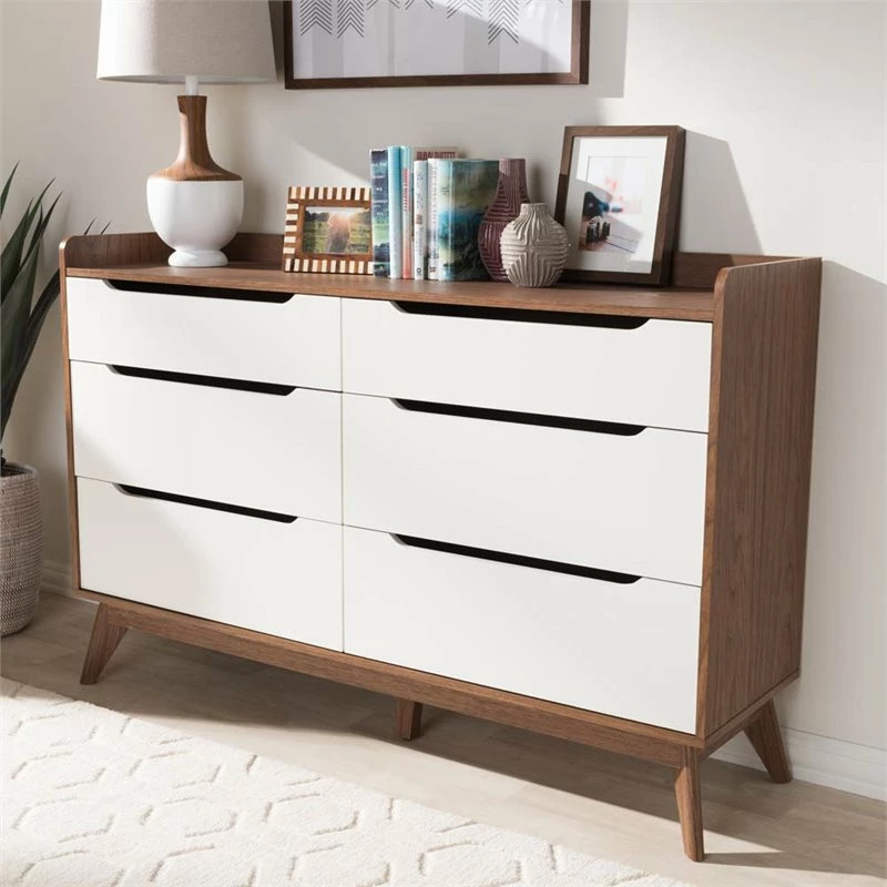 Best Pirce 🤩 Baxton Studio Brighton 6 Drawer Double 👗 Dresser In White And Walnut 👍 - Image 2