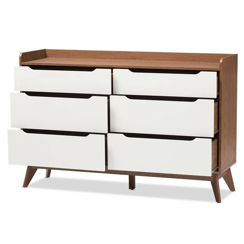 Best Pirce 🤩 Baxton Studio Brighton 6 Drawer Double 👗 Dresser In White And Walnut 👍 - Image 3