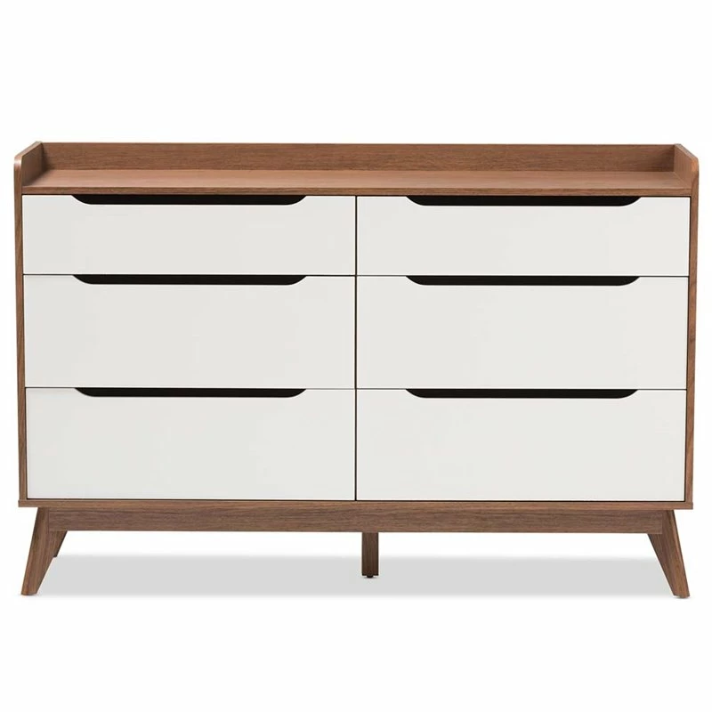 Best Pirce 🤩 Baxton Studio Brighton 6 Drawer Double 👗 Dresser In White And Walnut 👍 - Image 4