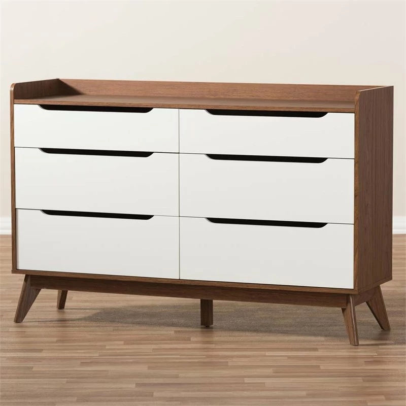 Best Pirce 🤩 Baxton Studio Brighton 6 Drawer Double 👗 Dresser In White And Walnut 👍 - Image 6