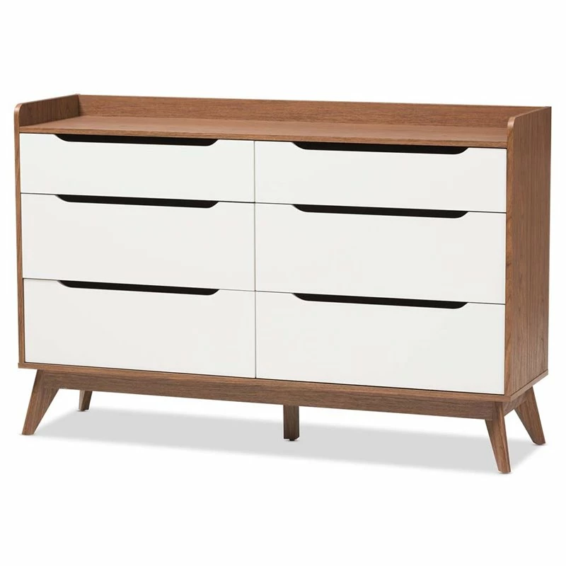 Best Pirce 🤩 Baxton Studio Brighton 6 Drawer Double 👗 Dresser In White And Walnut 👍