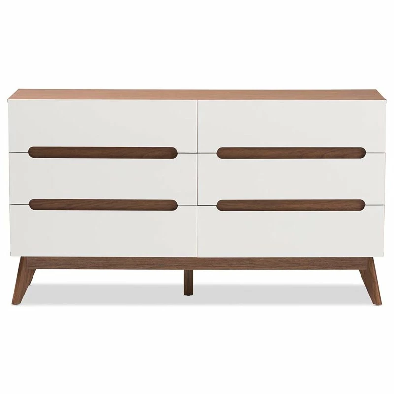 Flash Sale ✨ Baxton Studio Calypso 6 Drawer Double 👗 Dresser In White And Walnut 😀 - Image 4