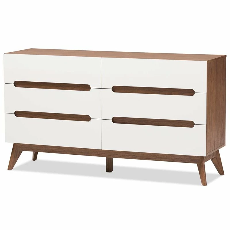 Flash Sale ✨ Baxton Studio Calypso 6 Drawer Double 👗 Dresser In White And Walnut 😀