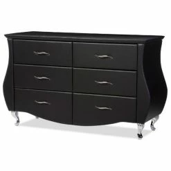 Flash Sale ๐ Baxton Studio Enzo 6 Drawer Faux Leather Double ๐ Dresser In Black ๐