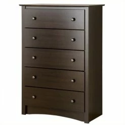 Budget 🔔 Pemberly Row 5 Drawer Chest In Espresso ⌛