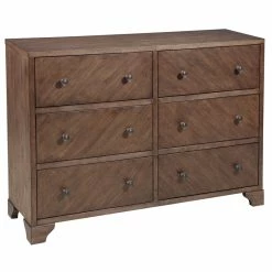 Cheap ๐ Home Fare Farmhouse Style Six Drawer Chest In Warm Brown โ
