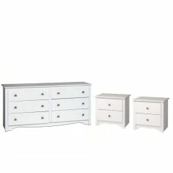 Outlet ๐ Prepac Monterey 3 Piece ๐ Dresser And Night Stand Set In White Finish ๐
