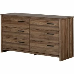 Flash Sale 🛒 South Shore Tao 6 Drawer Double 👗 Dresser In Natural Walnut 🌟