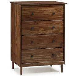 Best Sale 😉 Walker Edison 4 Drawer Solid Wood 👗 Dresser In Walnut 🛒