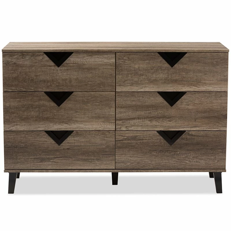 Deals ❤️ Baxton Studio Wales 6 Drawer Double 👗 Dresser In Light Brown 😀 - Image 3