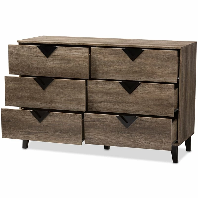 Deals ❤️ Baxton Studio Wales 6 Drawer Double 👗 Dresser In Light Brown 😀 - Image 4