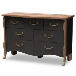 Best deal 😀 Baxton Studio Romilly 7 Drawer 👗 Dresser In Black And Oak ⌛
