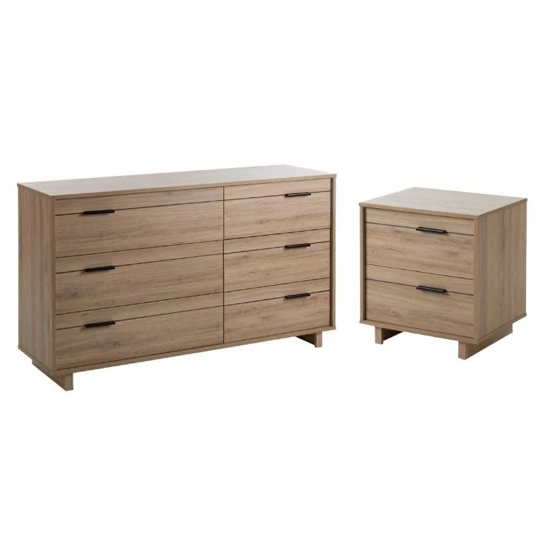 Coupon ๐ฅ South Shore Fynn 2 Piece 6 Drawer ๐ Dresser And 2 Drawer Nightstand Set In Rustic Oak โญ