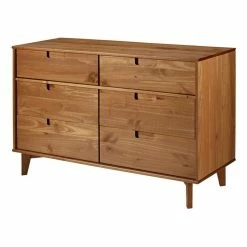 Best Pirce ❤️ Walker Edison 6 Drawer Mid Century Modern Wood 👗 Dresser - Caramel 😍