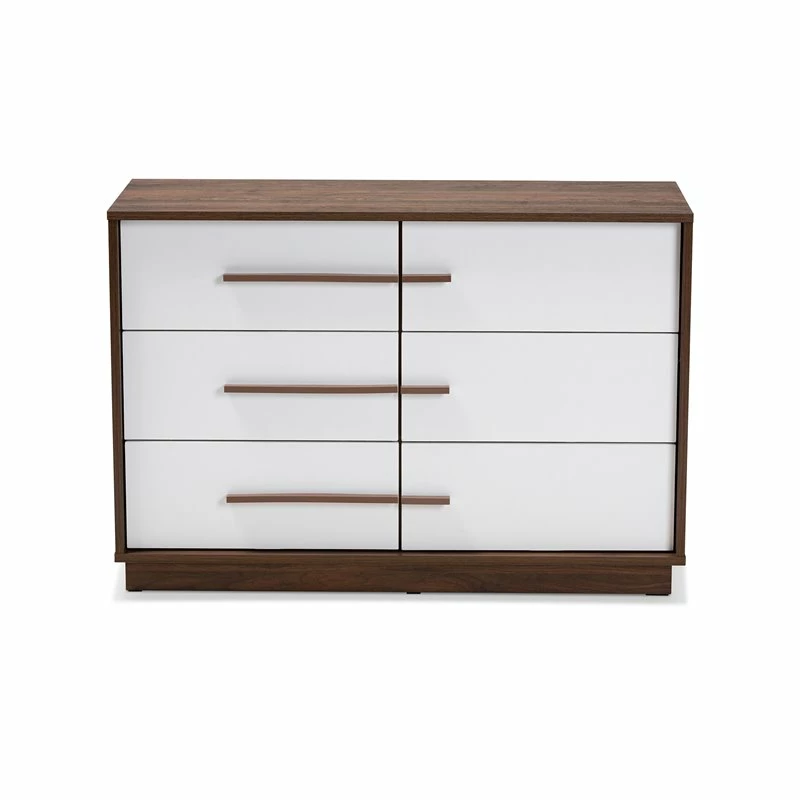 Best Pirce 😍 Baxton Studio Mette Mid-Century 6-Drawer Wood 👗 Dresser In White And Walnut 👏 - Image 7