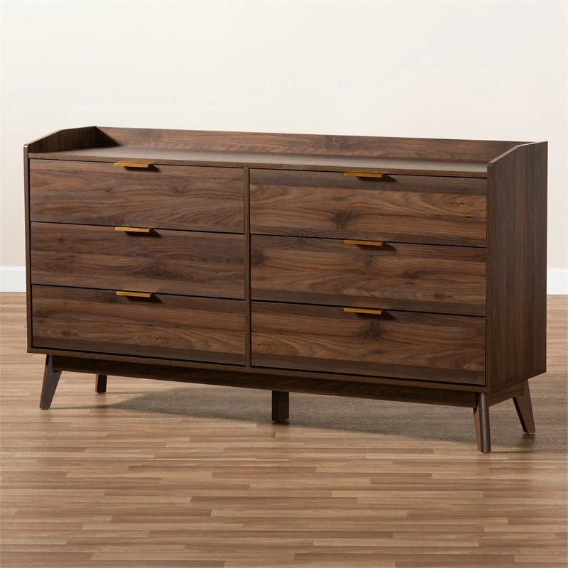 Cheapest ✨ Baxton Studio Lena Mid-Century 6-Drawer Wood 👗 Dresser In Walnut And Brown 😍 - Image 6