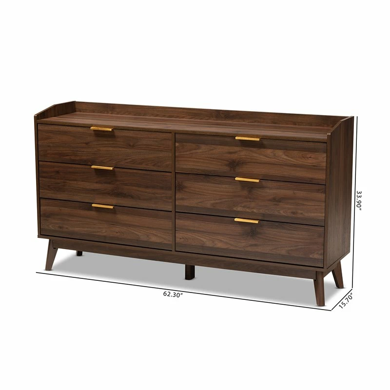 Cheapest ✨ Baxton Studio Lena Mid-Century 6-Drawer Wood 👗 Dresser In Walnut And Brown 😍 - Image 7