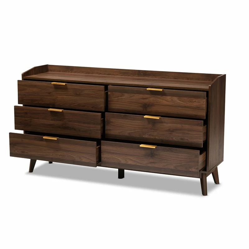 Cheapest ✨ Baxton Studio Lena Mid-Century 6-Drawer Wood 👗 Dresser In Walnut And Brown 😍 - Image 9