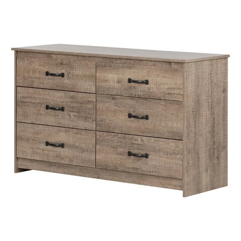 Wholesale 🌟 Tassio 6-Drawer Farmhouse Wood Double 👗 Dresser-Weathered Oak-South Shore 🔥