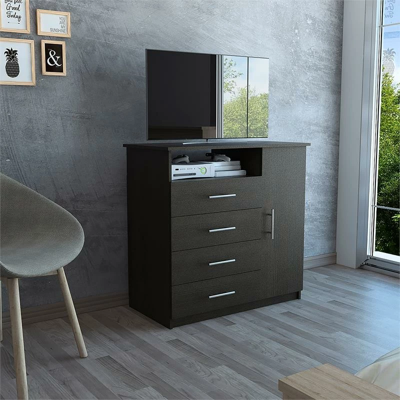 Top 10 ๐ Tuhome Furniture TuHome Black Wengue Modern Engineered Wood Peru 4 Drawer ๐ Dresser โค๏ธ - Image 2