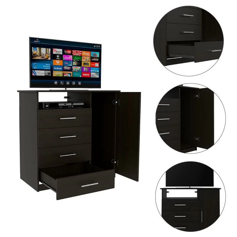 Top 10 ๐ Tuhome Furniture TuHome Black Wengue Modern Engineered Wood Peru 4 Drawer ๐ Dresser โค๏ธ - Image 3