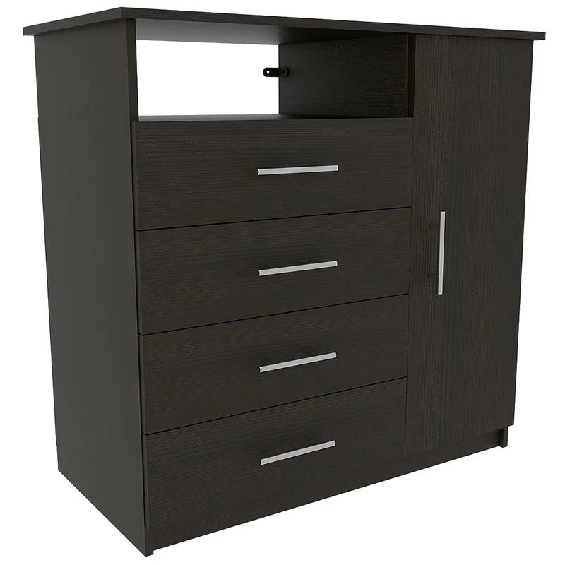Top 10 ๐ Tuhome Furniture TuHome Black Wengue Modern Engineered Wood Peru 4 Drawer ๐ Dresser โค๏ธ
