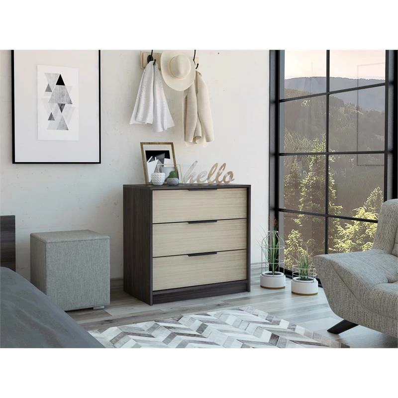 New 👏 Tuhome Furniture Kaia 3 Drawers 👗 Dresser In Weathered Oak ⌛ - Image 2