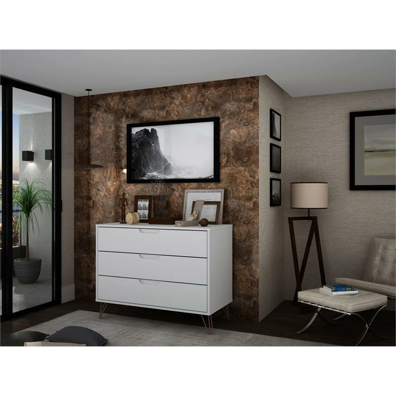 New 🛒 Manhattan Comfort Rockefeller Wood 👗 Dresser In White ✔️ - Image 2