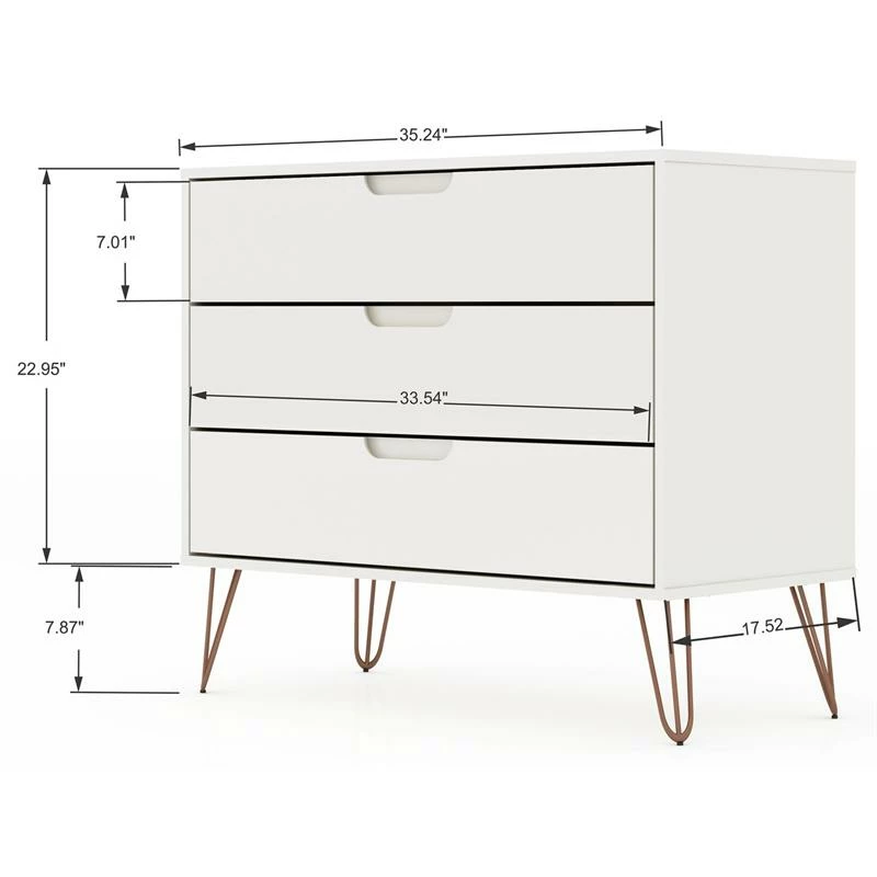 New 🛒 Manhattan Comfort Rockefeller Wood 👗 Dresser In White ✔️ - Image 3