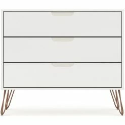 New 🛒 Manhattan Comfort Rockefeller Wood 👗 Dresser In White ✔️