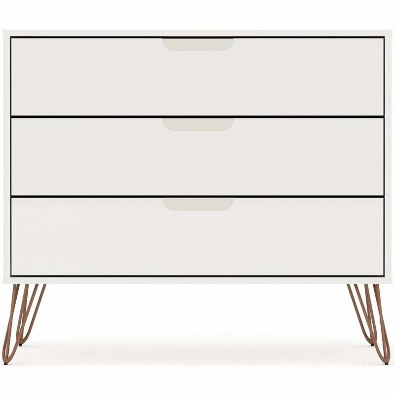 New 🛒 Manhattan Comfort Rockefeller Wood 👗 Dresser In White ✔️