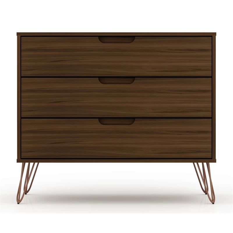 Budget โ๏ธ Manhattan Comfort Rockefeller Modern Sleek Wood 3-Drawer ๐ Dresser In Brown ๐ - Image 11
