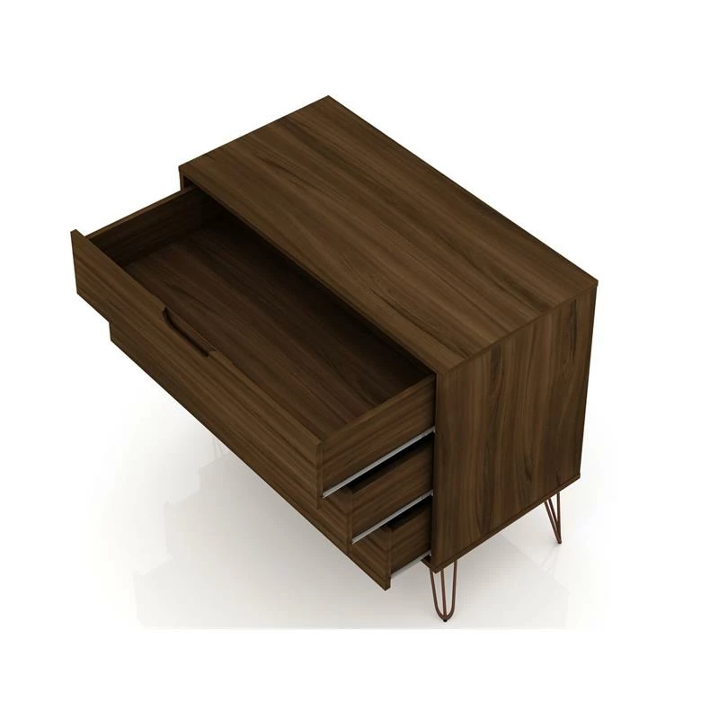 Budget โ๏ธ Manhattan Comfort Rockefeller Modern Sleek Wood 3-Drawer ๐ Dresser In Brown ๐ - Image 5