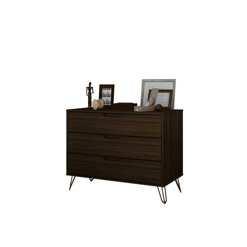 Budget โ๏ธ Manhattan Comfort Rockefeller Modern Sleek Wood 3-Drawer ๐ Dresser In Brown ๐ - Image 9