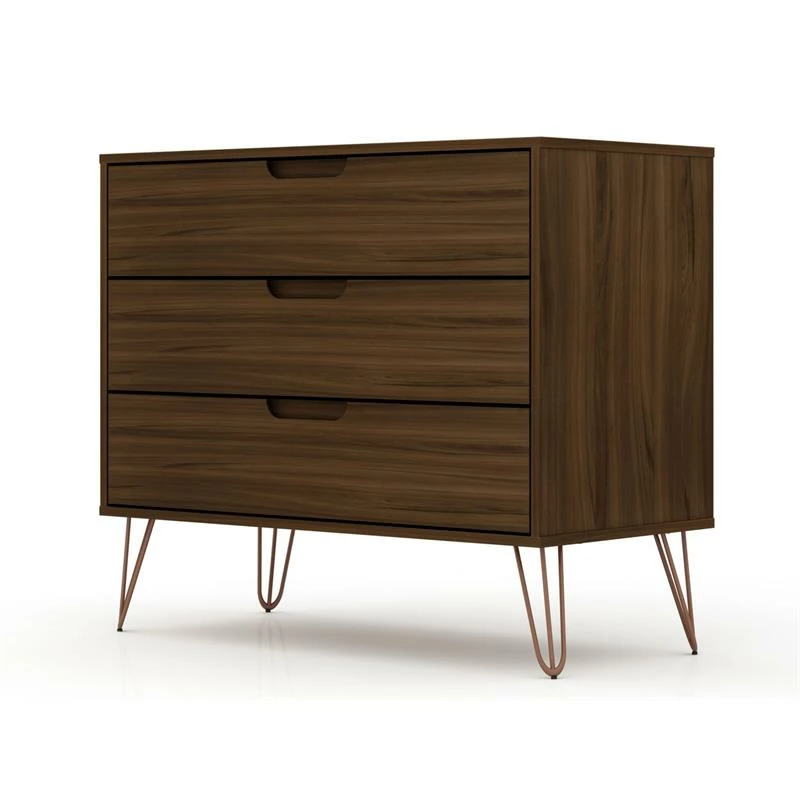 Budget โ๏ธ Manhattan Comfort Rockefeller Modern Sleek Wood 3-Drawer ๐ Dresser In Brown ๐ - Image 10