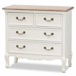 Discount ✔️ Baxton Studio Amalie White And Oak Finished 4-Drawer Accent 👗 Dresser 💯