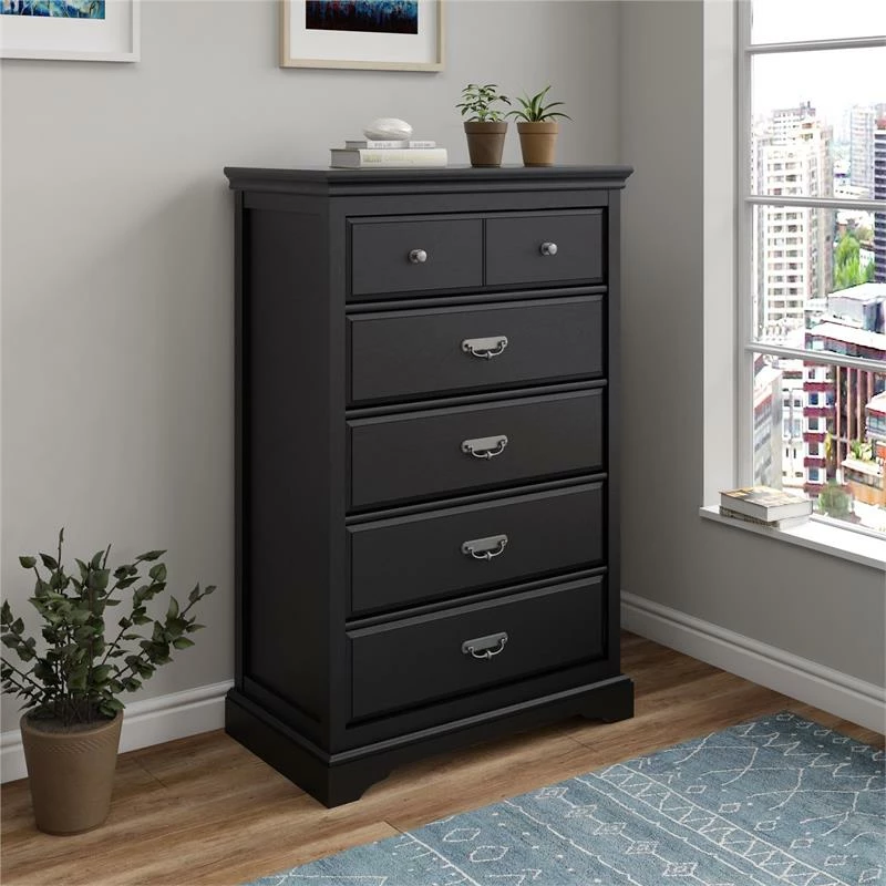 Wholesale ๐ Ameriwood Home Bristol 5 Drawer ๐ Dresser In Black ๐งจ - Image 2