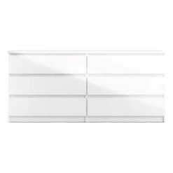 Promo 🔔 Tvilum Scottsdale 6 Drawer Double 👗 Dresser In White High Gloss ⭐