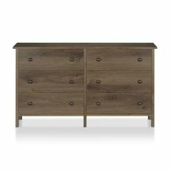 Brand new ⭐ Furniture Of America Reyes Wood 6-Drawer Horizontal 👗 Dresser In Distressed Walnut 😉