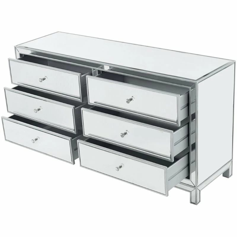 Budget 😍 Elegant Decor Reflexion 6 Drawer 60" Mirrored 👗 Dressser In Antique Silver ✨ - Image 3