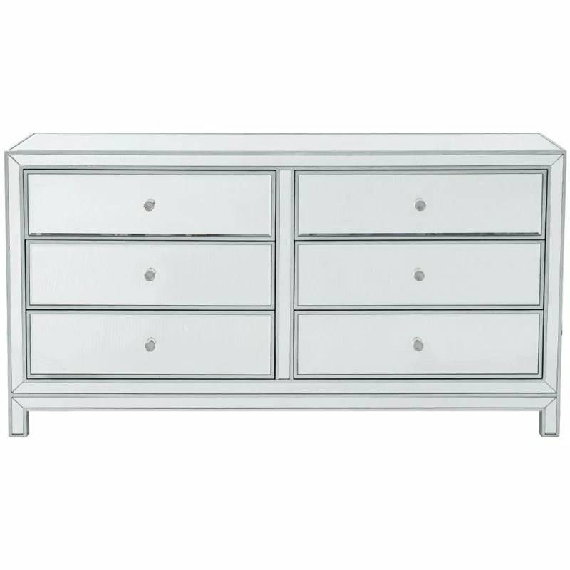 Budget 😍 Elegant Decor Reflexion 6 Drawer 60" Mirrored 👗 Dressser In Antique Silver ✨ - Image 4