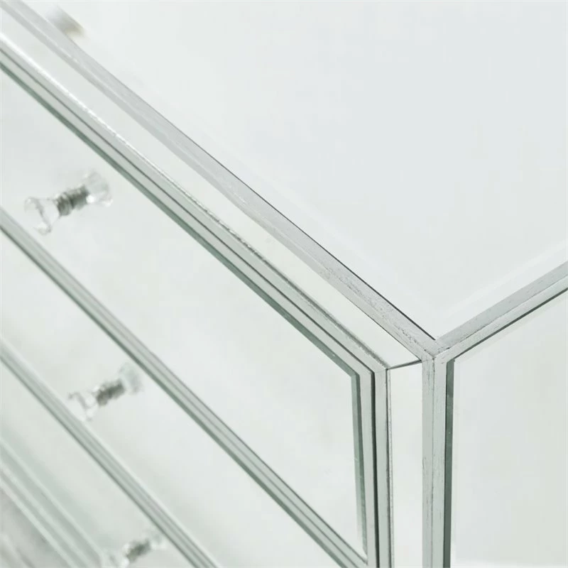 Budget 😍 Elegant Decor Reflexion 6 Drawer 60" Mirrored 👗 Dressser In Antique Silver ✨ - Image 9