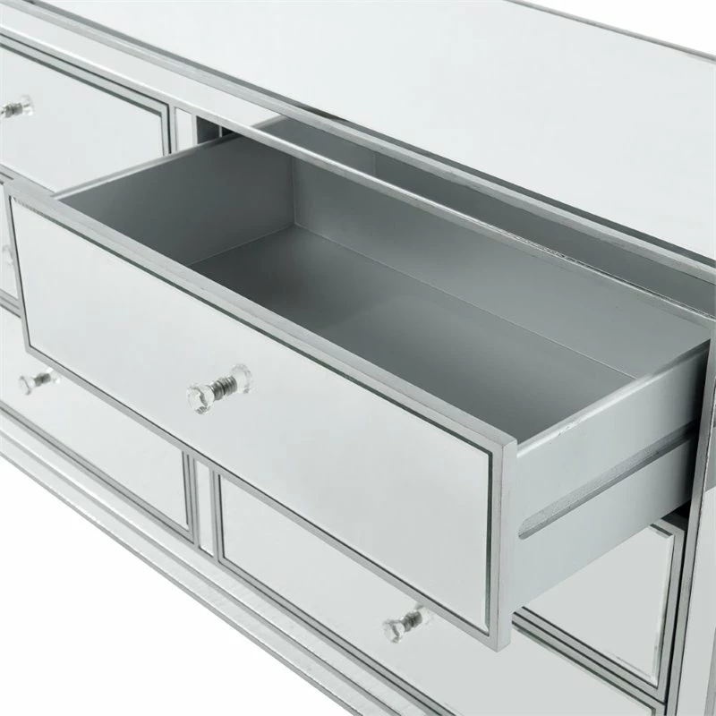 Budget 😍 Elegant Decor Reflexion 6 Drawer 60" Mirrored 👗 Dressser In Antique Silver ✨ - Image 10