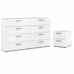 Best Pirce 🥰 Home Square Engineered Wood White 2psc Double 👗 Dresser And Nightstand Bedroom Set 🛒