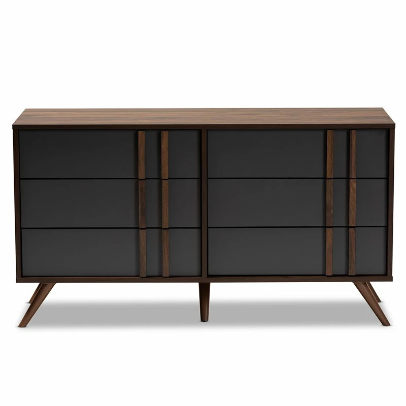 Best Pirce โ Baxton Studio Naoki Gray And Walnut Finished Wood 6-Drawer Bedroom ๐ Dresser ๐คฉ - Image 3